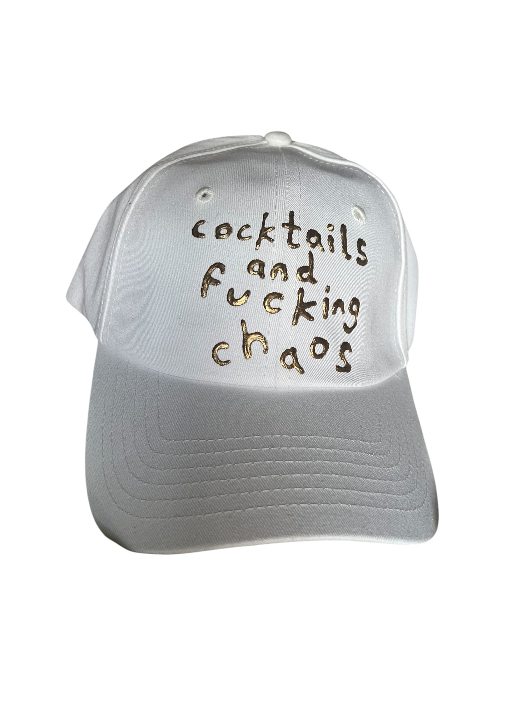 Cocktails and F*****g Chaos Cap (white/gold)