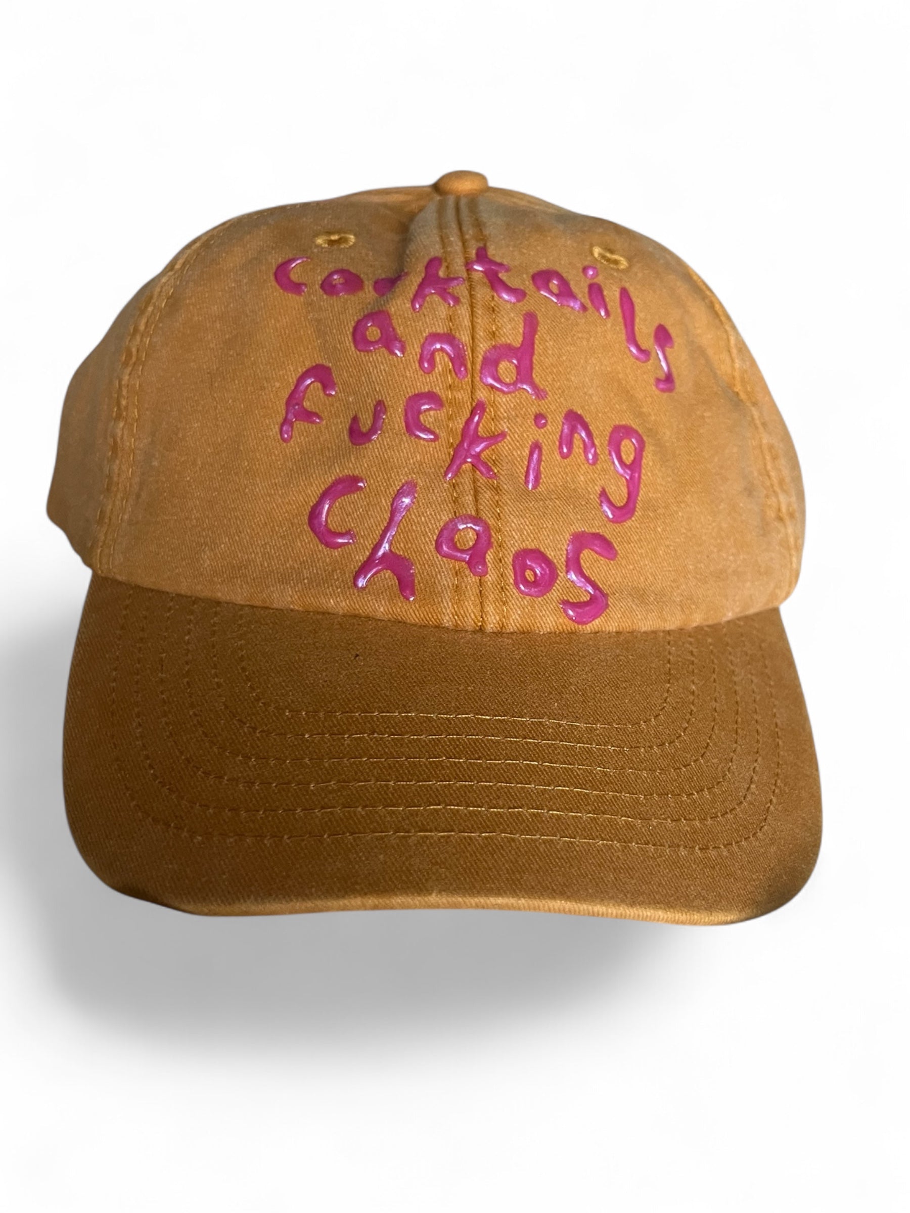 Cocktails and F*****g Chaos Cap (Mustard/Pink)